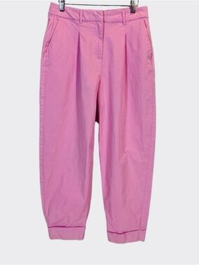 Casual Pink Pleated Women's Trousers